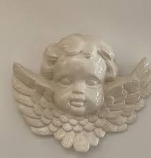 Ceramic Angel Cherub Head With Wings