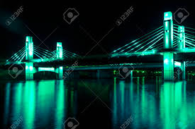 Bridge Over Brazos River Illuminated By Led In Waco Texas