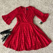 Gabby Skye Ruby Red Dress Fit Flare Plus Size Nwt