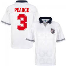 Score draw england 1990 away shirt with print. Score Draw England Home Pearce 3 Retro Shirt World Cup 1990 Retro Flock Printing