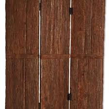 benzara bm26473 wooden foldable 3 panel room divider with plank style brown small