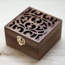square polished wooden jewelry box