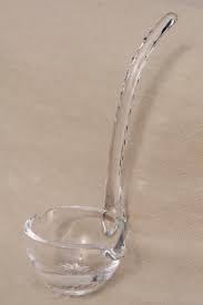 vintage clear glass sauce ladle or
