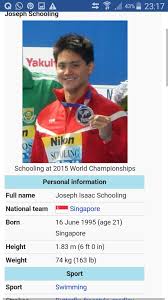 Joseph schooling is a swimmer who has competed for singapore. Pin On Singapore