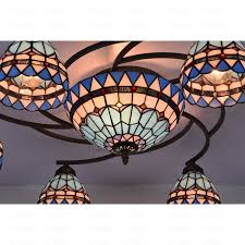 Vintage 8 Light Stained Glass Ceiling Light Fixtures Twig