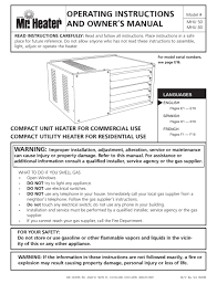 A baseboard heater thermostat is a variable swith installed in the electric circuit running to the baseboard heater. Mr Heater Mhu 50 Operating Instructions And Owner S Manual Pdf Download Manualslib