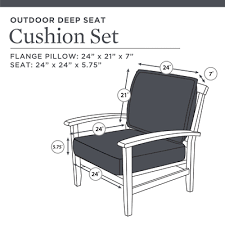 Black Striped Outdoor 2 Piece Deep Seat