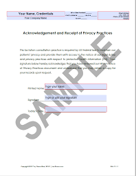 Hipaa Privacy Practices Receipt Form Fillable Format Non Custom Header