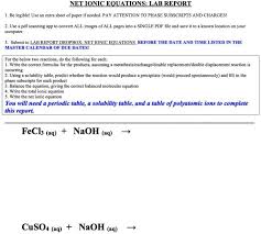 Solved Net Ionic Equations Lab Report