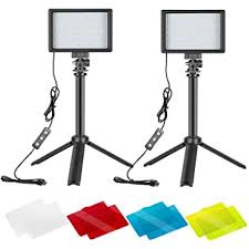 Amazon Com Neewer 2 Packs Portable Photography Lighting Kit Dimmable 5600k Usb 66 Led Video Light With Mini Adjustable Tripod Stand And Color Filters For Table Top Low Angle Photo Video Studio Shooting