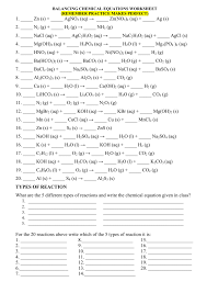 chemical equations worksheet answers