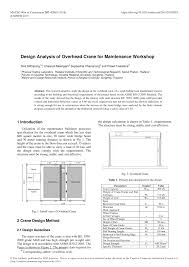 Pdf Design Analysis Of Overhead Crane For Maintenance Workshop