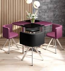 Neon 4 Seater Dining Set In Black