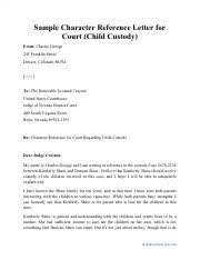 character reference letter for court