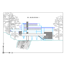 autocad drawing fallingwater house