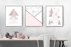 Geometric Pink Rose Gold Wall Print