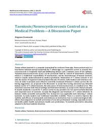 But writing a scientific paper is not only about creativity, but also about good structure and following some key rules. Taeniosis Neurocysticercosis Control As A Medical Problem A Discussion Paper