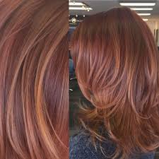 Auburn hair has massively increased in popularity over the last five years or so, as many celebrities are embracing their natural auburn locks while others enhance their natural color with red dyes. Red And Copper Toned Balayage Highlights Hair By Carley Throgmorton Smedley Ig Saltcityhair At Dallas Roberts Salon Auburn Hair Hair Highlights Hair Styles