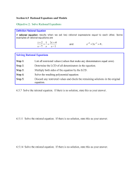 Section 6 5 Rational Equations And