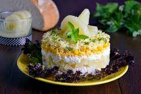 Салат из ананасов курицы кукурузы рецепт фото пошагово и видео - 1000.menu
