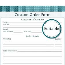 Printable Customizable Order Form Custom Order Form Editable