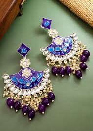 Purple Kundan Studded Earrings 519JW03