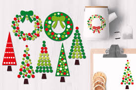 Christmas Wreath And Tree Polkadot Graphic By Revidevi Creative Fabrica