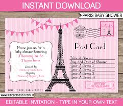 Paris Baby Shower Invitations Pink Girl Template
