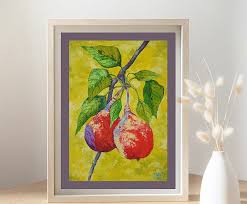 Pear Painting Fruit Original Art Food