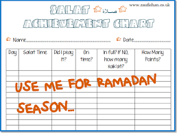 Downloadable Salah Achievement Chart For 30 Days Of Ramadan