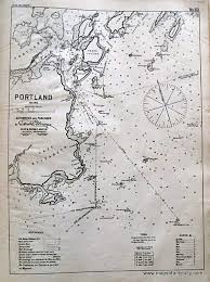 Original Antique Eldridge Nautical Chart Of Portland