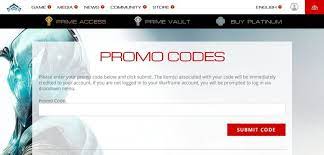 warframe platinum promo codes list for