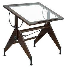 Aries Wood And Glass Drawing Table In