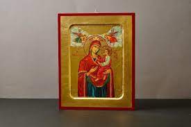 Virgin Mary Gorgoipikoos Icon In Gold