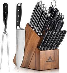 You need the best kitchen knives set in order to do your job thoroughly. Amazon Com Knife Sets For Kitchen Acoqoos 17 Piece Kitchen Knife Block Set With Boning Knife And Carving Fork Manual Sharpening For Chef Knife Set German Stainless Steel Full Tang Design Kitchen Dining