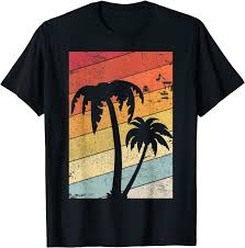 palm tree retro tropical beach cotton