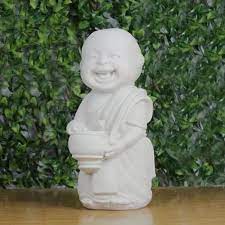 Laughing Buddha Monk Resin Statue For