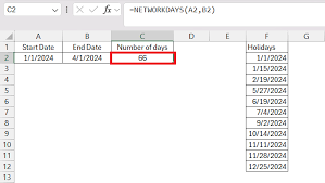 how to calculate workdays in excel 3