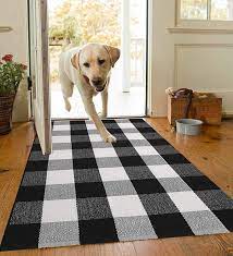 black and white plaid rug 60 90cm