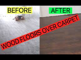 install wood floors on top of carpet
