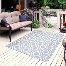 venice gray white 6 ft x 9 ft reversible recycled plastic indoor outdoor area rug