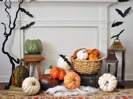 Stacked Faux Fireplace Pumpkin Display