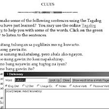 Clues Page With The Movable Dictionary Window On Top