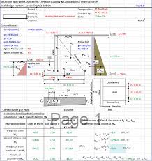 counterfort retaining wall design excel