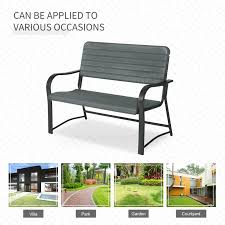 Outsunny Metal Bench 2 Seater Black