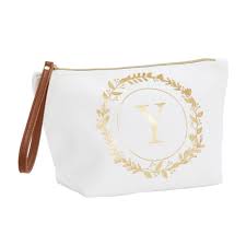 gold initial y personalized makeup bag