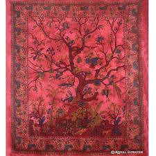Red Tree Of Life Tapestry Wall Hanging