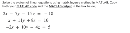 Linear Equations Using Matrix Chegg