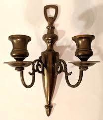 Antique Candle Holder Brass Double