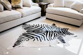real cowhide rug zebra black stripes on